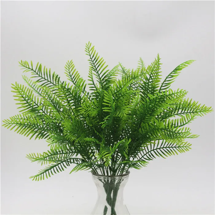 10 7forks 39cm Украшение для дома, сада, улицы, свадьбы, искусственный цветок, аксессуар, искусственный цветок, 7 вилок, пластиковый папоротник, трава, Зеленый лист, искусственное растение - Цвет: 10 7forks 39cm