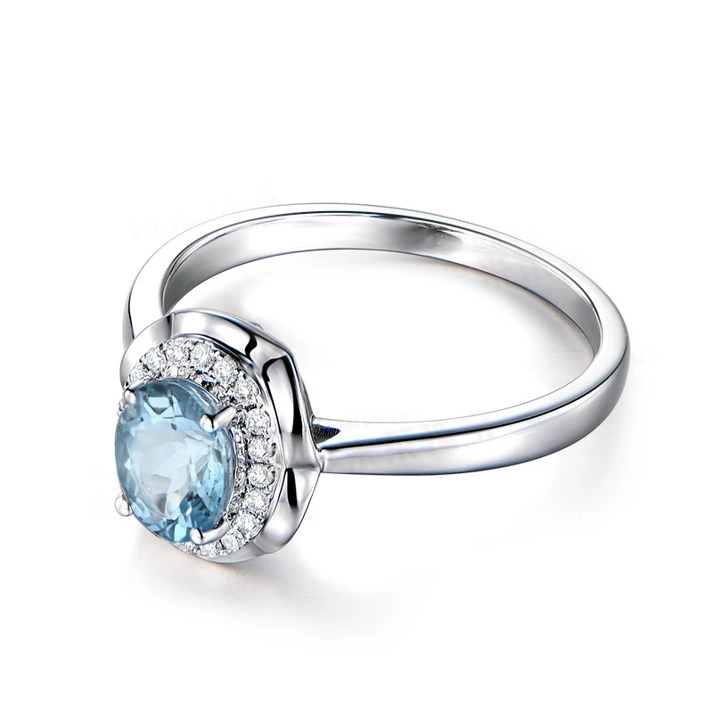 

QYI Natural Gemstone 925 Sterling Silver Rings 1.25 ct Oval Cut Sky Blue Topaz Jewelry For Women Wedding Engagement Halo Rings