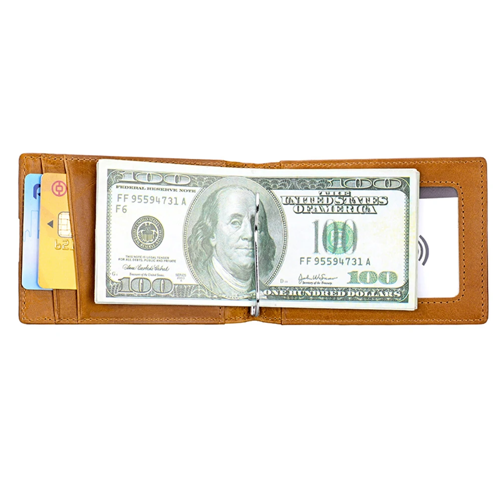 RFID Crazy Horse из натуральной кожи двойной тонкий бизнес кошелек Роскошный мини ID