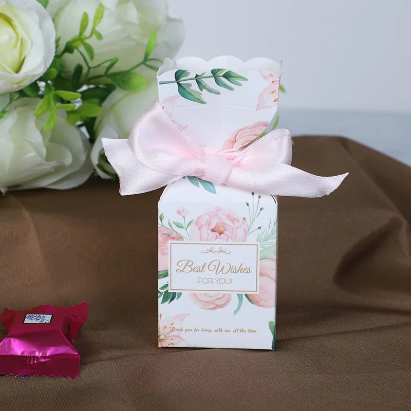 5pc Pink flower 5 шт. подарочная упаковочная коробка вечерние подарочные коробки для цветов Свадебные коробки для конфет торт Boite драже bonbonniere BabyShower сладкий - Цвет: 5pc Pink flower