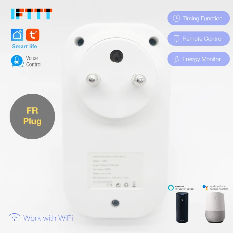WIFI умная штепсельная вилка французская монитор питания 16A FR розетка Беспроводная