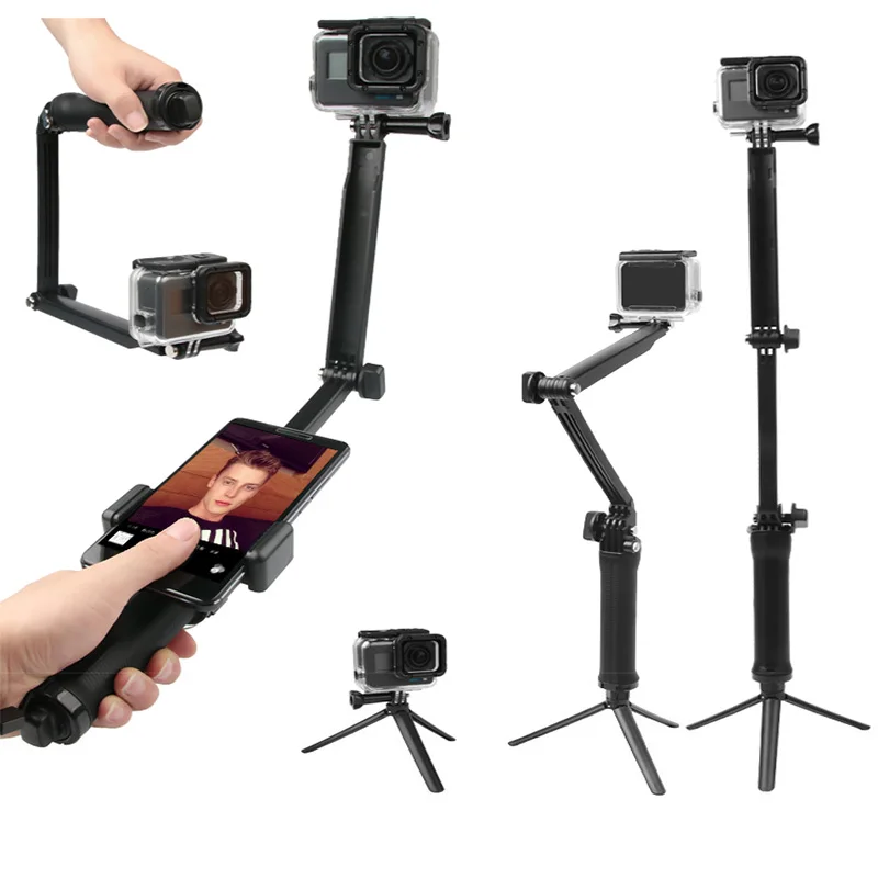 for Gopro Accessories Set 3-way selfie stick Tripod hero 7 6 5 4 Xiaomi Yi 4K Eken h8 H9 SJCAM Action Camera Accessory | Электроника