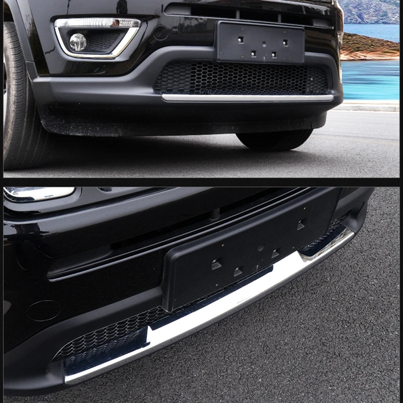 Автомобиль Интимные аксессуары для Jeep Компасы второго поколения внешний ABS Хром Передняя решетка бампера протектор отделка 1 шт