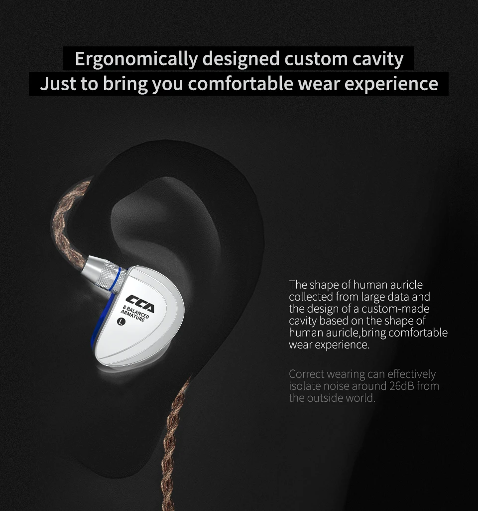 

CCA C16 8BA Drive Units In Ear Earphone 8 Balanced Armature HIFI Monitoring Earphone Headset With Detachable Detach 2PIN Cable