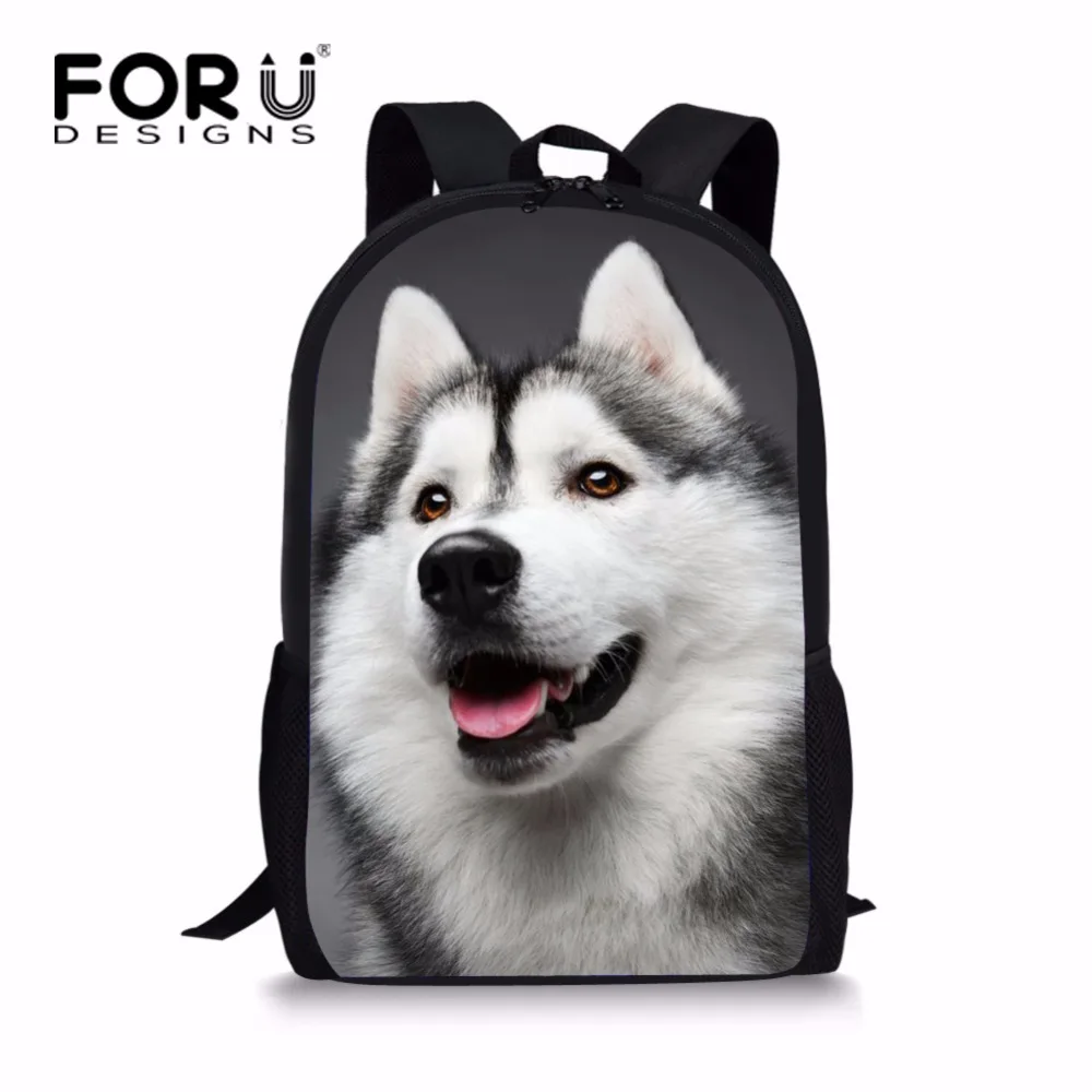 "FORUDESIGNS школьная сумка с милым принтом животных Хаски волк для подростков мальчиков девочек 3D детская школьная сумка преппи Детская сумка дл..."