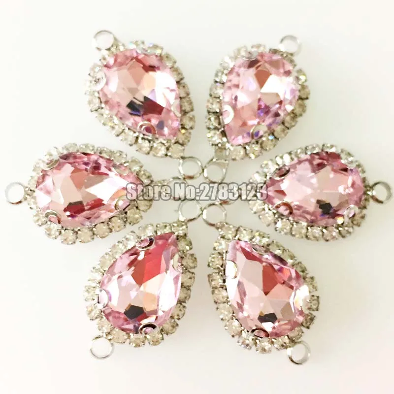 Розовая Серебристая НИЖНЯЯ Хрустальная пуговица Высококачественная Двойная