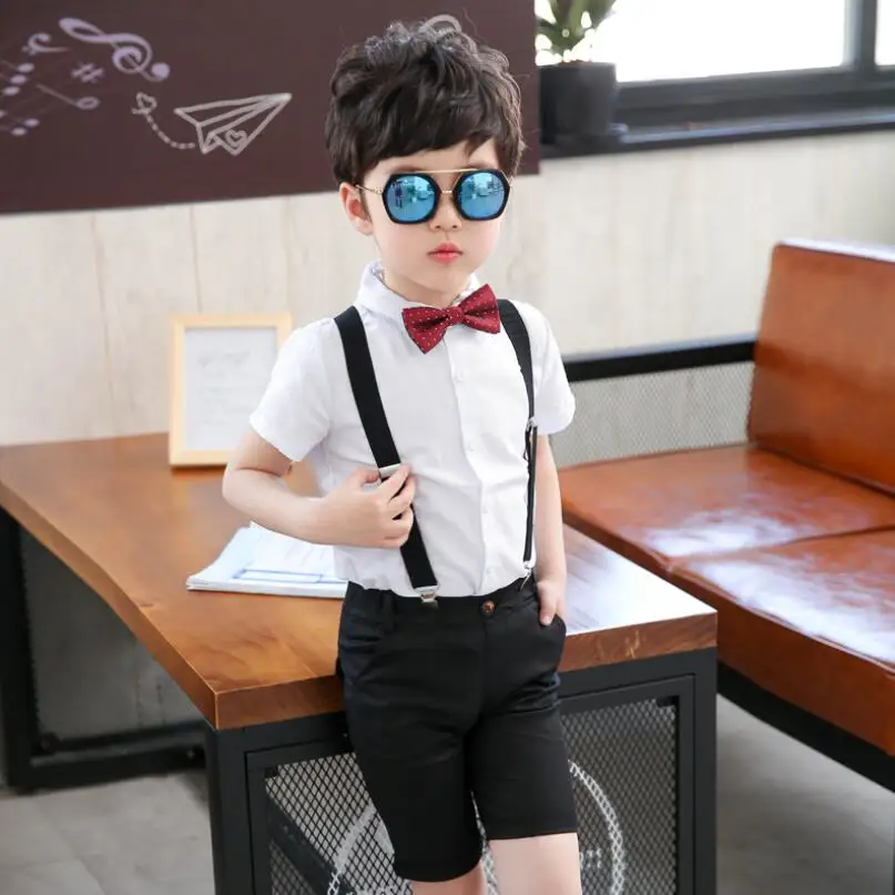 2019 летний Школьный костюм для мальчиков и девочек белая рубашка + шорты