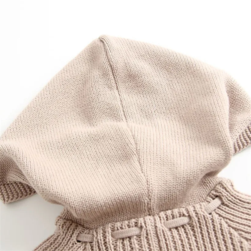 Детский вязаный комбинезон От 0 до 2 лет с шапкой осень/зима теплый плотный одежда