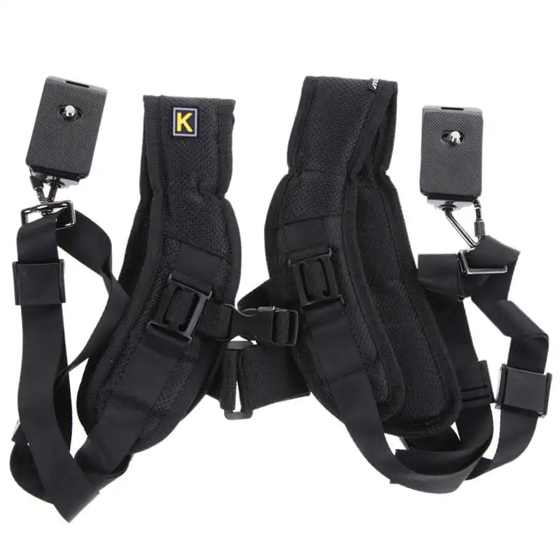 Black Double Dual Camera Shoulder Strap Rapid Sling Belt Adjustment for Canon 2 Cameras Digital DSLR | Электроника