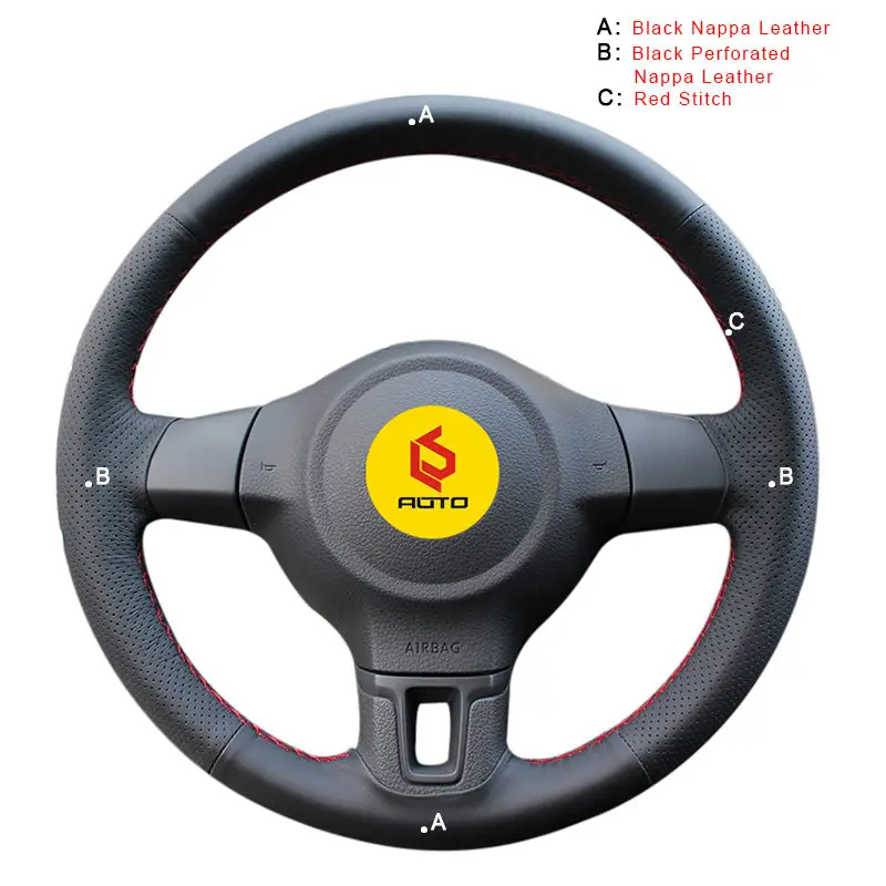 Nappa Leather Автомобильная Оплетка на руль для Volkswagen VW Golf 6 Mk6 VW Polo MK5 2010-2013Q без оригинальных кожаных чехлов на колеса - Название цвета: Nappa Leather