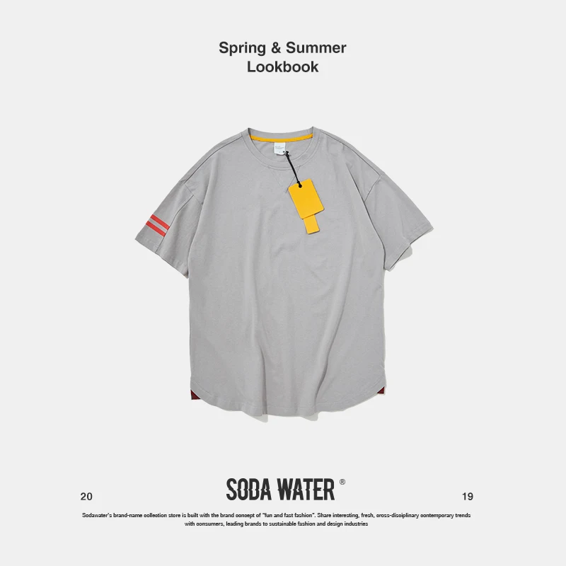 SODA WATER 2019 Summer Tshirt Slim Fit Fitness Solid Colour T shirt Male Men Tops Brand Clothing Streetwear Tee 91162S|Мужские