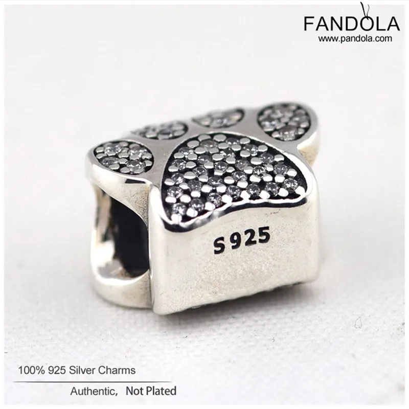 Стерлингового серебра 925 чистый CZ Лапа Печати талисманы бусины Pandora браслеты ожерелья Шарм серебро 925 ювелирные изделия