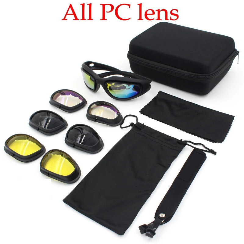no Polarized C5 поляризованные армейские очки, военные солнцезащитные очки 4 объектива Комплект, мужские пустынные тактические очки спортивные поляризованные очки - Цвет: no Polarized