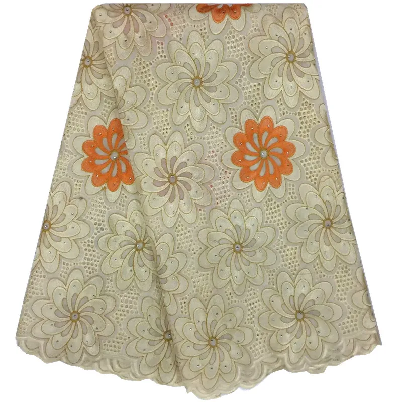 Африканский Хлопок Кружевной Ткани 2017 Высокое Качество Кружева Вышитые С камень