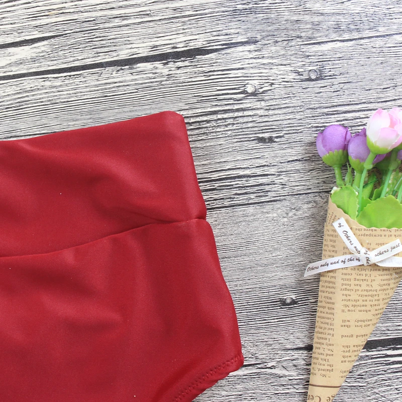 Комплект бикини с узелками красный глубоким вырезом высокой талией ed для женщин