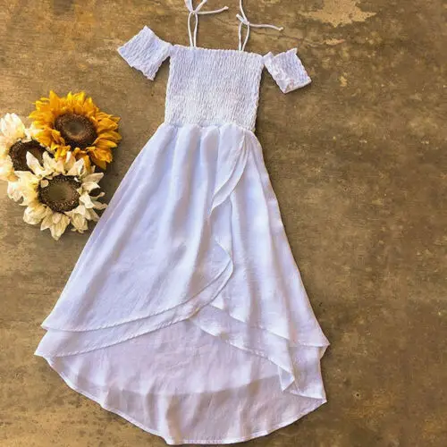 Платье-макси с открытыми плечами для девочек 3-10 лет | Детская одежда и обувь