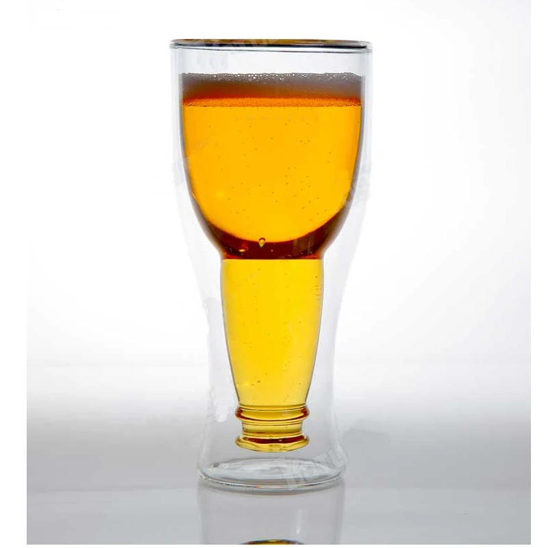 12 унций 350 мл креативная Двойная Стенка пивная стеклянная бутылка для воды Hopside