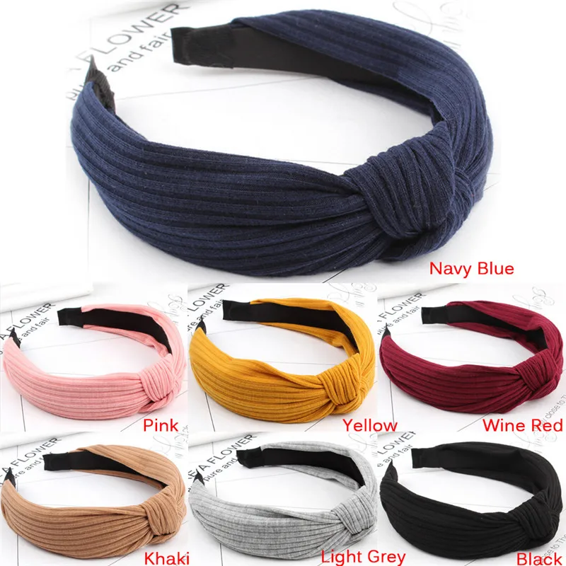 Модные пластиковые повязки для волос с узлом ободки женщин и девочек винтажная