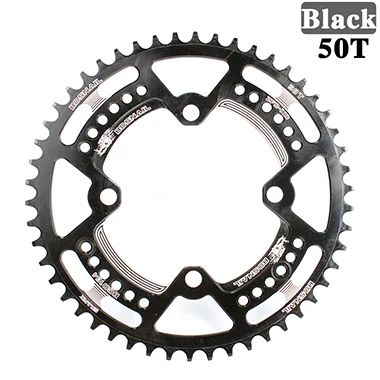 50T Black Шатунный палец для 104BCD узкая широкая цепь из колец цепь Звездочка 40 т/42/44 T/50/52 T передняя Звездочка велосипеда круг диаметра окружности болтов(один круглый Форма пластины - Цвет: 50T Black