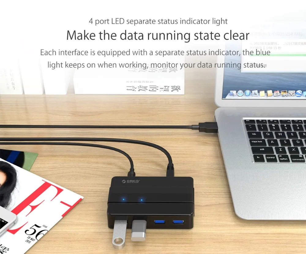 Портативный usb разветвитель ORICO 4 порта концентратор USB 3 0 5 Гбит/с сверхскоростной
