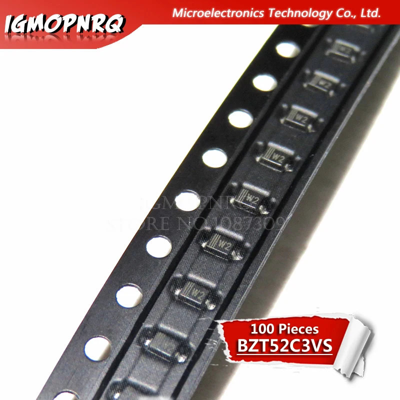 100 шт стабилитрон BZT52C3V BZT52C SOD 323/123 W2|Диоды| |
