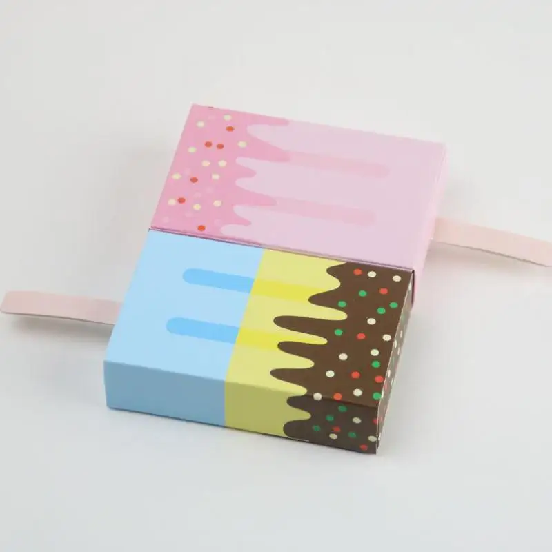 

100pcs Ice Cream Shape Box Folding Paper Cartoon Drawer Diy Gift Candy Boxes Decoration Kids Birthday Party Supplies Bolsitas