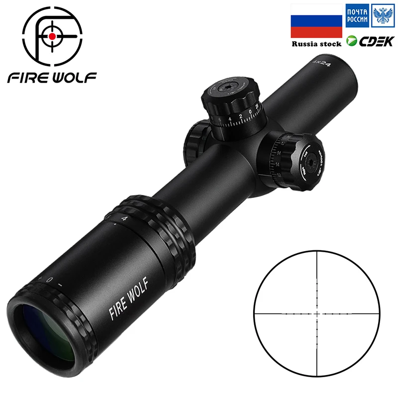 FIRE WOLF 1-4X24E оптические Прицелы Охотничьи красные точечные прицелы компактный прицел с подсветкой сетка w/крепления для AR15 AK