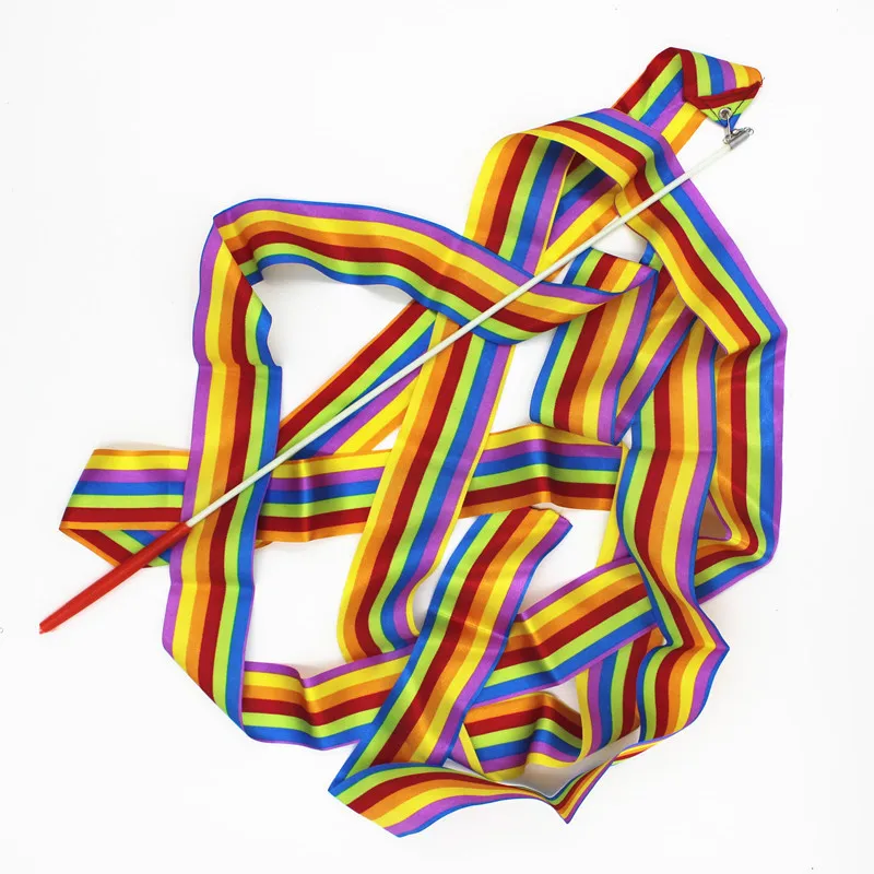 Colorful 10 шт./партия лента для танцев, гимнастики, художественная гимнастика, балетный стример, крутящийся стержень, уличные спортивные игры для детей и взрослых, красочная игрушка - Цвет: Colorful