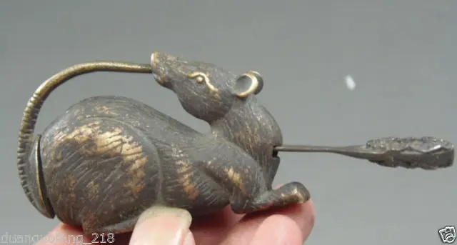 Китайская Бронзовая фольклорная статуя фэн-шуй мыши зодиака года скульптура