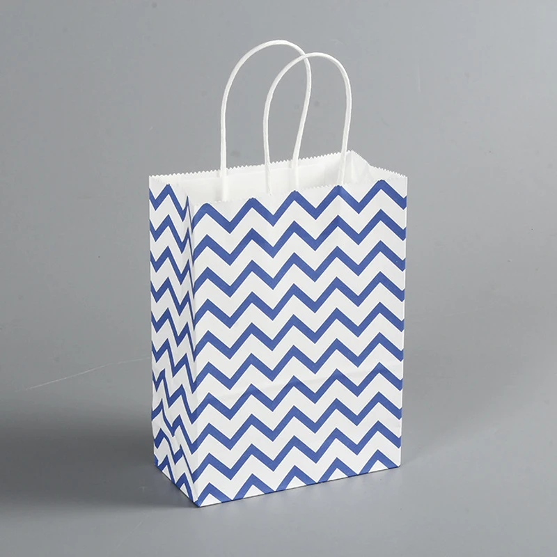 Blue Gift Bag Красочные шеврон подарочные сумки для покупок Kraft бумага модные украшения свадьба день рождения PartyTreat пользу мешок 10 шт./лот - Цвет: Blue Gift Bag