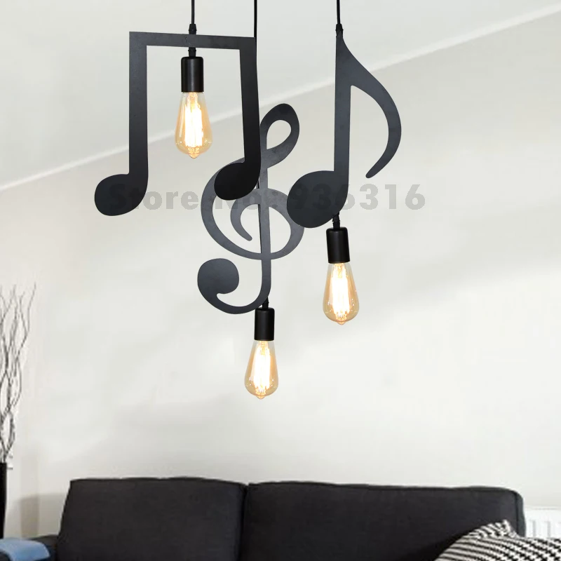 Blueking E27 творческий черный подвесной светильник led нот Утюг висит ресторан бар