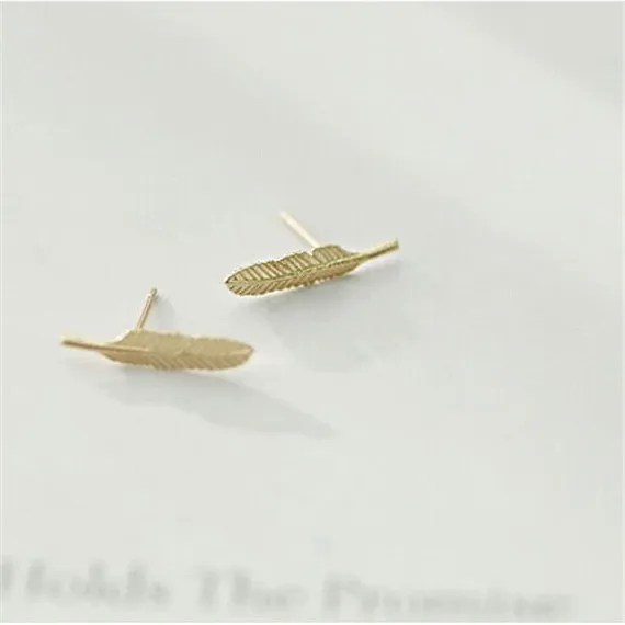 1 пара-металлические длинные серьги-гвоздики с перьями милые листьями дерева для