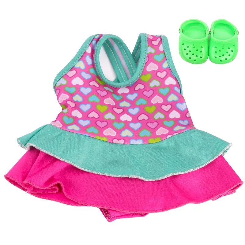 

18 Inch American Doll Girls Dress Swimsuit Candy Set Lace Skirt Shoes Newborn Baby Toys Accessories Fit 40-43 Cm Boy Dolls c740