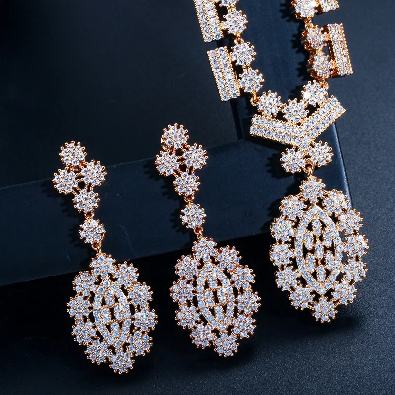 Stunning Dubai Gold Color Cubic Zirconia Heavy Jewellery Set For African Beads Nigerian Wedding Jewelry Sets | Украшения и