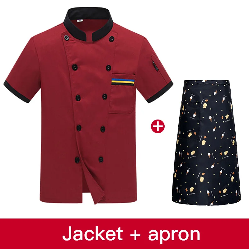 Унисекс униформа для ресторана отеля кухни двубортная с коротким рукавом