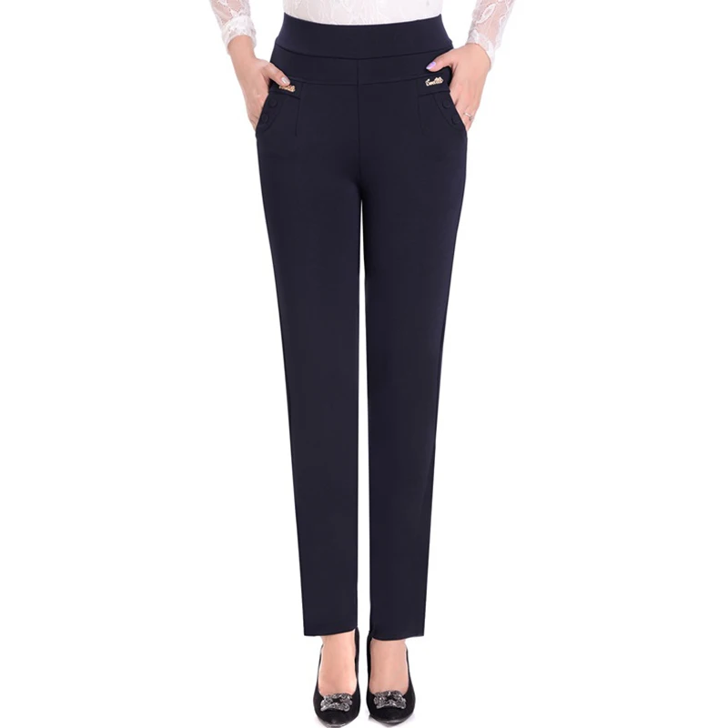 Spring Autumn Women Trousers Elastic Waist Pencil Pants Plus Size 5XL Middle Old Velvet Warm Winter Casual | Женская одежда