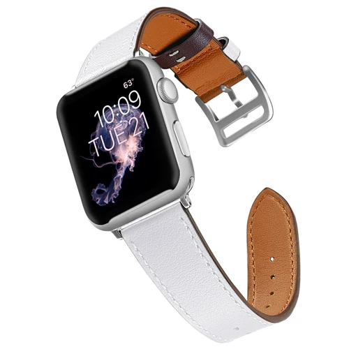 White Кожаный ремешок для apple watch Band apple watch 4 3 band 42 мм 38 мм 44 мм/40 мм iwatch band correa браслет ремешок для часов - Цвет ремешка: White