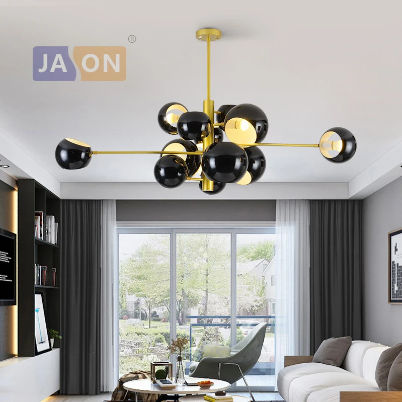 

led e27 Postmodern Iron Black White Chandelier Lighting Lamparas De Techo Suspension Luminaire Lampen For Foyer Bedroom