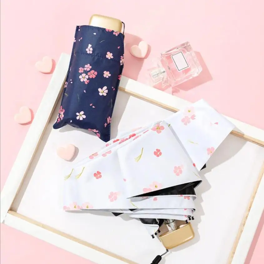 5 складных карманных зонтов маленькие Мини Зонтики Sakura с цветочным принтом