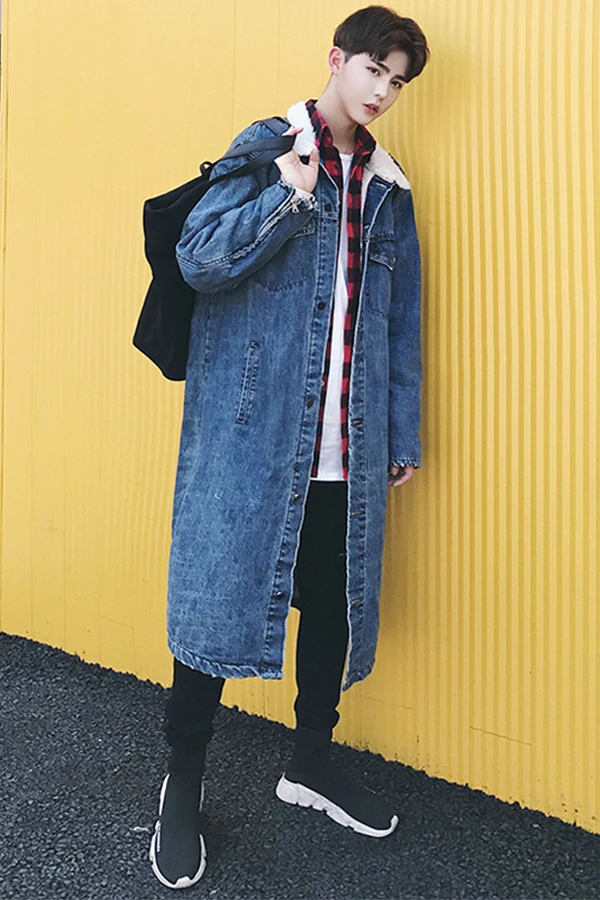 

M-XXL!!! 2018 In winter, long style cowboy style men loose Korean version of super long, thick lamb wool coat and coat tide