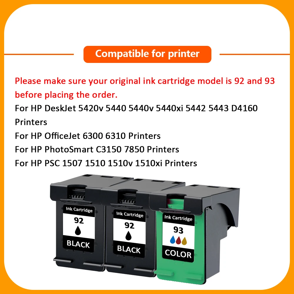 Hisaint 92 93 XL Refilled Ink Cartridge Replacement for HP photosmart C3150 7850 Deskjet 5440 5420v 5442 PSC 1507 1510 | Компьютеры и