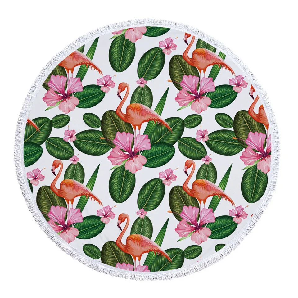 Мягкое Круглое пляжное полотенце с Фламинго кисточкой коврик для йоги Пляжная