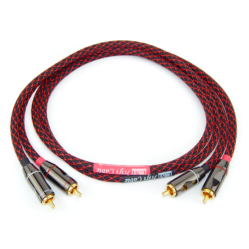Hi-end кабель усилителя RCA провод 4N OFC позолоченный на чистой меди 2RCA штекер-штекер