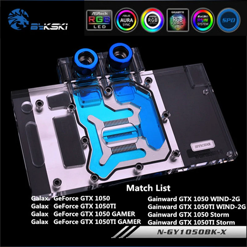 Bykski N GY1050BK X полный охват GPU водный блок для Gainward GTX1050 GTX1050TI видеокарта