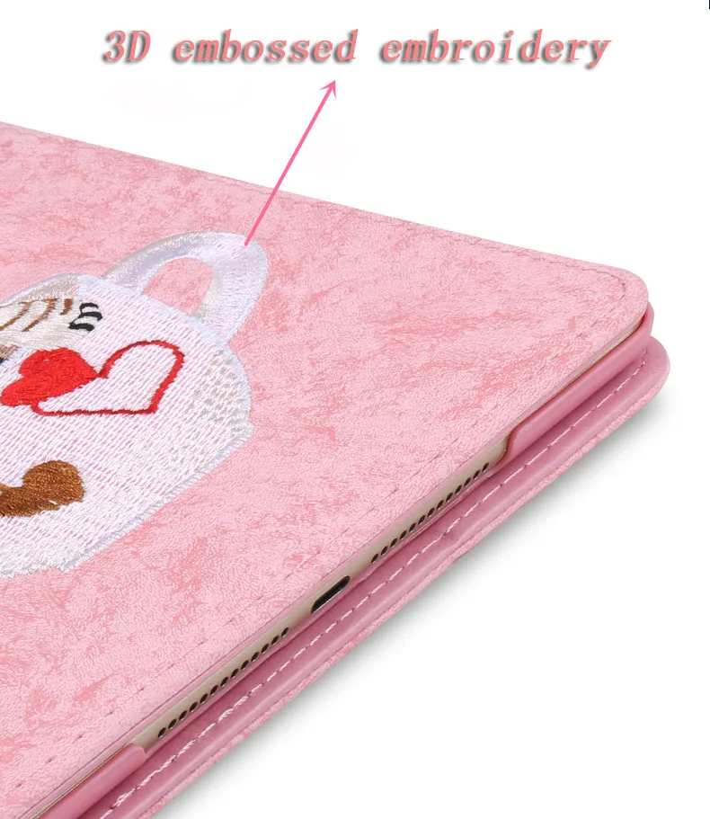 Чехол для iPad 9,7 / release Air 2 mini 1 2 3 4 для iPad 4 ZAIWJ Smart Sleep/Wake Case 3D вышитая розовая пантера оболочка