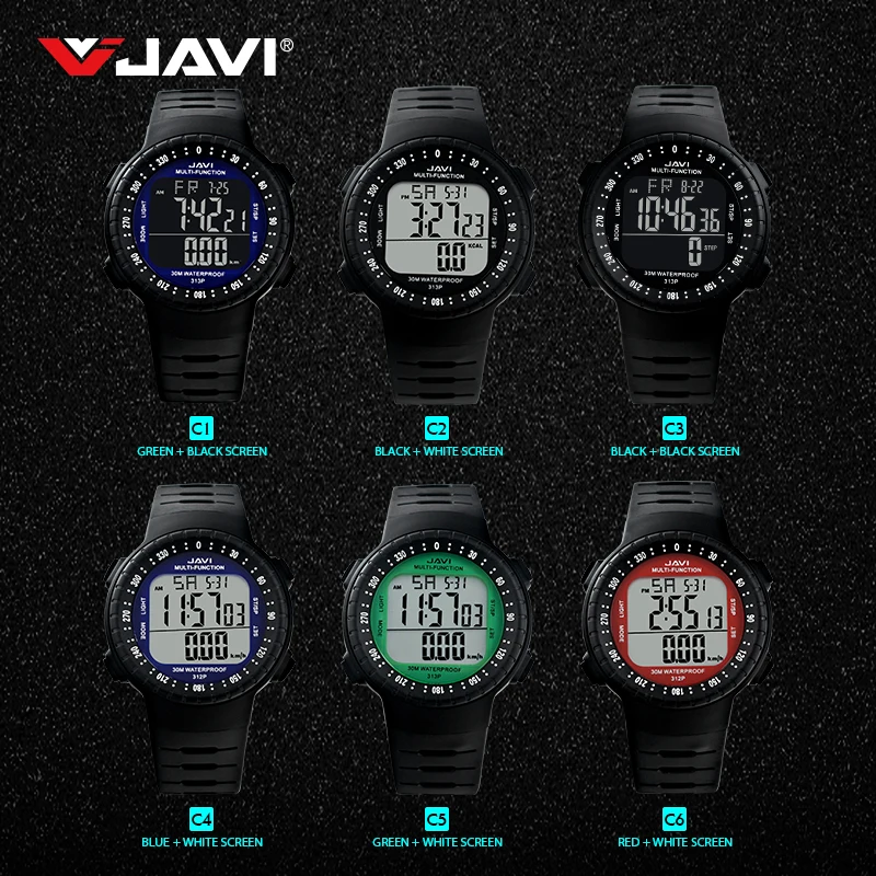 JAVI Sports Watch Men Digital Wristwatches With TPU Band 3Bar Pedometer Calories Multifunction LED Wrist Relogio Masculino | Наручные