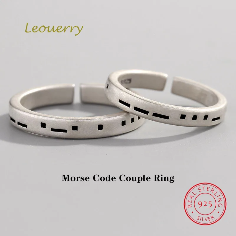 Leouerry * Морс код Love You Forever 925 пробы серебро простой матовая текстура обручальное