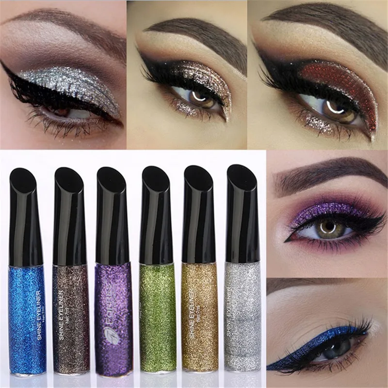 FaRRES Liquid Shimmer Eyes Liner Makeup Easy to Wear Pigment Gold Silver Waterproof |