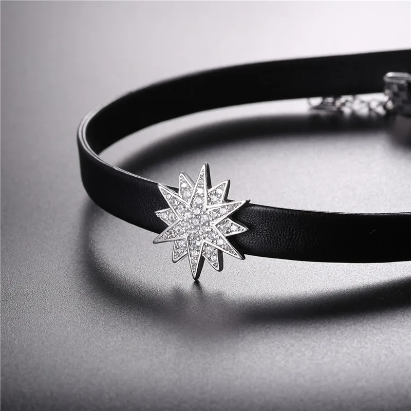 Colare Чокеры Ожерелье Женщины Золото/Серебро Цвет кулон крест с сердцем кожа