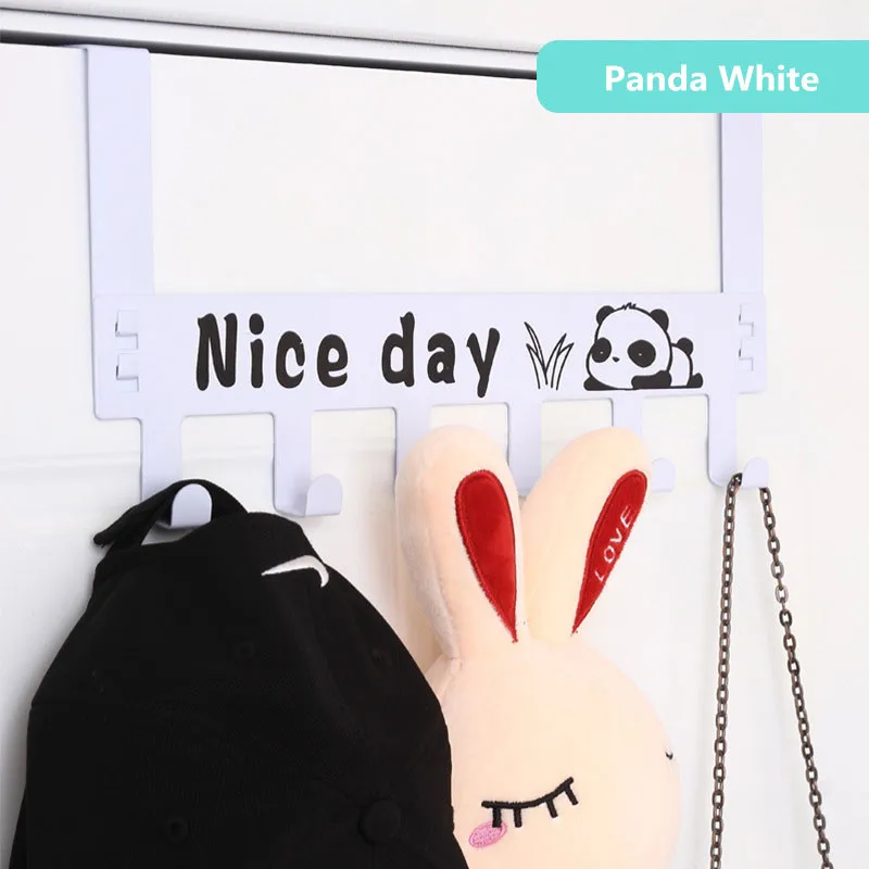 Panda White Yooap Прочный Бамбуковый дверной крючок вешалка для одежды для полотенец брюки пальто 25*41 см Органайзер Домашний для хранения кухня 5 крючков подшипник - Цвет: Panda White
